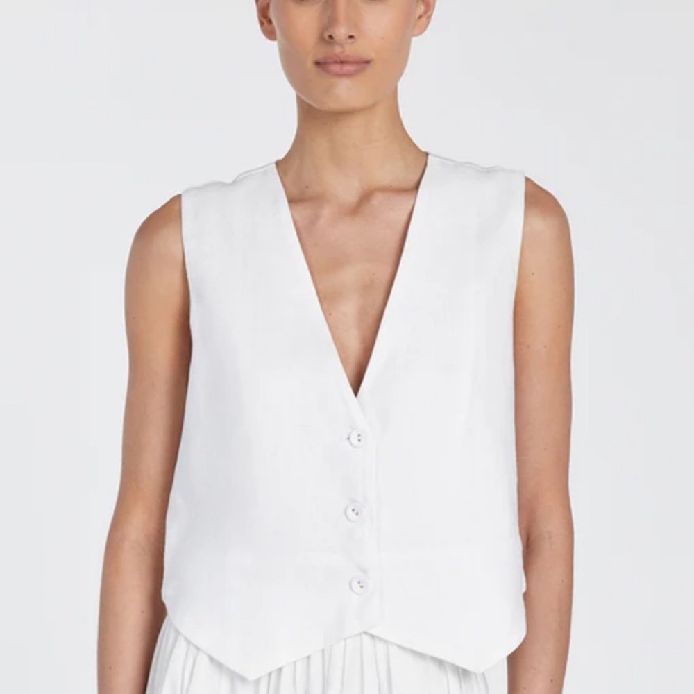 DISSH Banks White Linen Vest US 4